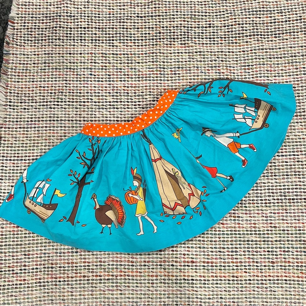 ELEANOR ROSE Thanksgiving Day Parade Twirl Mandy Skirt Sz 2T Turquoise Orange